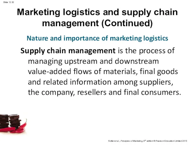 Marketing logistics and supply chain management (Continued) Supply chain management