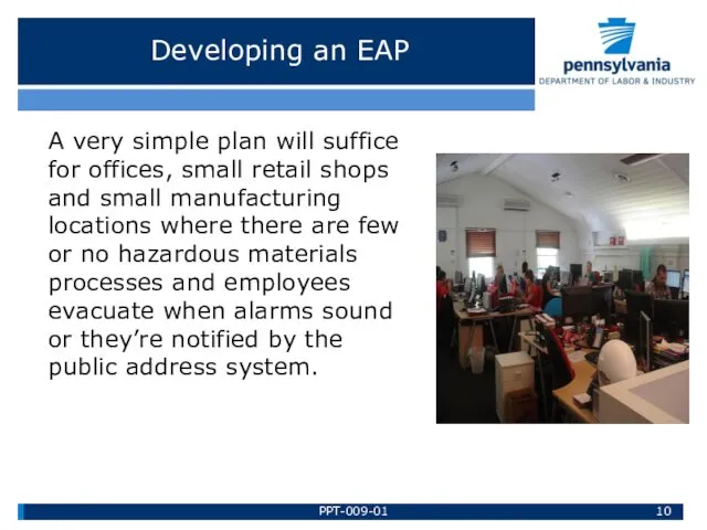 Developing an EAP A very simple plan will suffice for