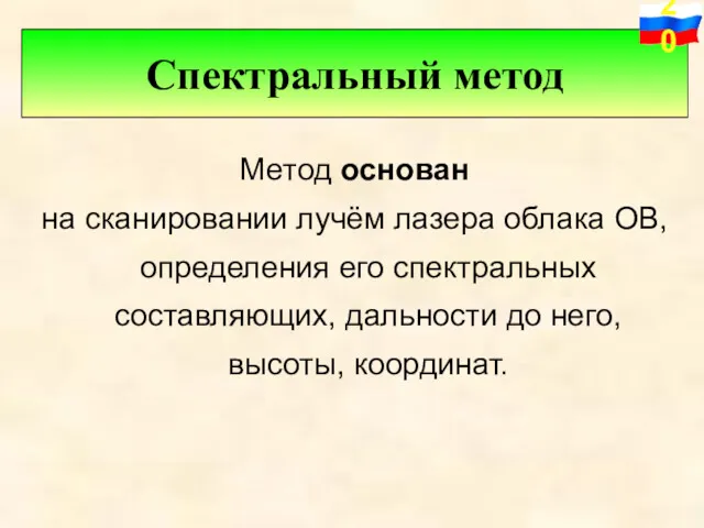 Метод основан на сканировании лучём лазера облака ОВ, определения его