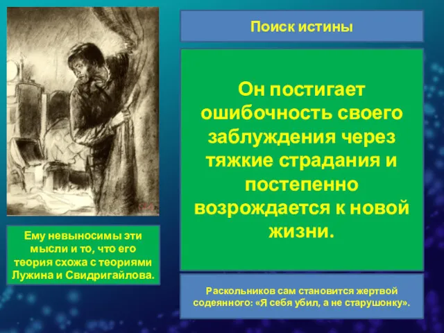 Поиск истины Теория Раскольникова делит людей на «слабых» и «сильных».