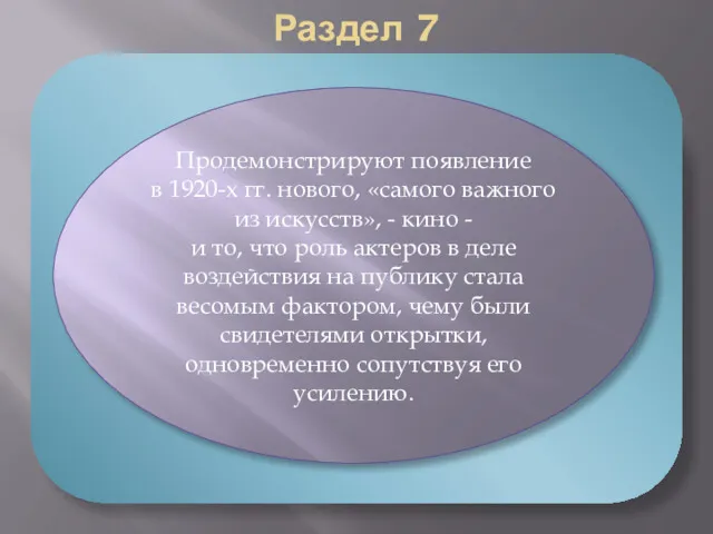 Раздел 7 «Почтовые открытки 1920-х гг. с фотопортретами актеров театра