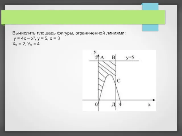 Вычислить площадь фигуры, ограниченной линиями: у = 4х – х²,