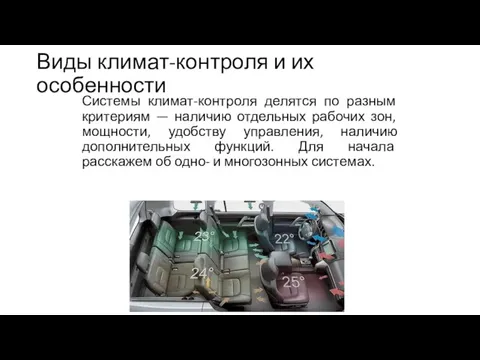 Виды климат-контроля и их особенности Системы климат-контроля делятся по разным