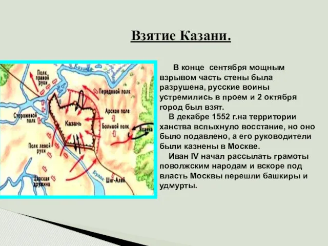 Взятие Казани. В конце сентября мощным взрывом часть стены была