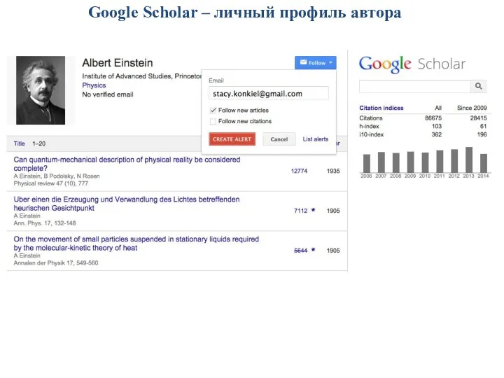 Google Scholar – личный профиль автора