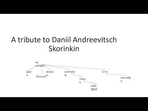 A tribute to Daniil Andreevitsch Skorinkin не читает( Даня лекцию