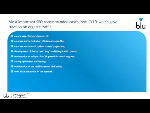 Most important SEO recommanded cases from FY19 which gave traction