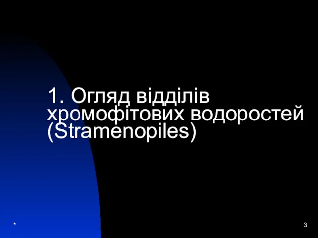 1. Огляд відділів хромофітових водоростей (Stramenopiles) *