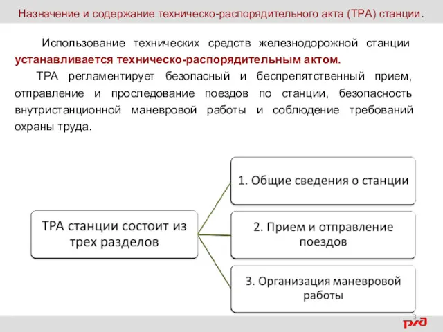 Назначение и содержание техническо-распорядительного акта (TPА) станции. Использование технических средств