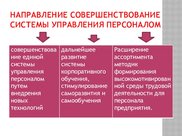 НАПРАВЛЕНИЕ СОВЕРШЕНСТВОВАНИЕ СИСТЕМЫ УПРАВЛЕНИЯ ПЕРСОНАЛОМ