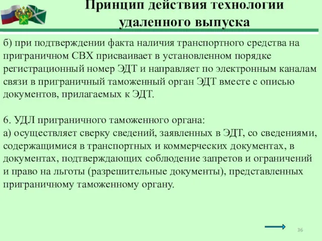 Принцип действия технологии удаленного выпуска б) при подтверждении факта наличия