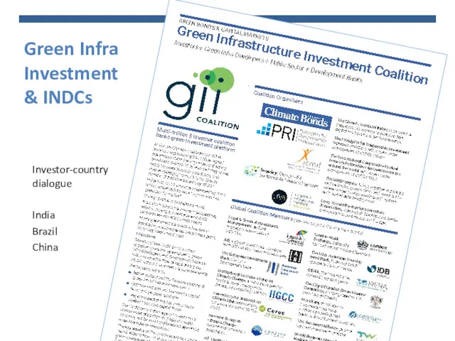 Green Infra Investment & INDCs Investor-country dialogue India Brazil China
