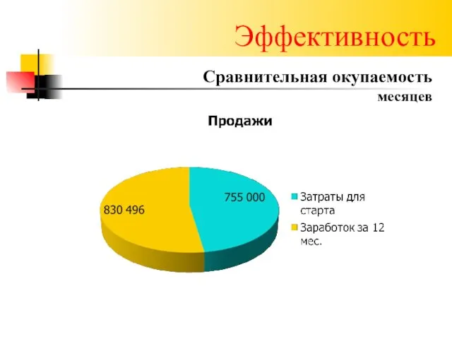 Эффективность Сравнительная окупаемость месяцев