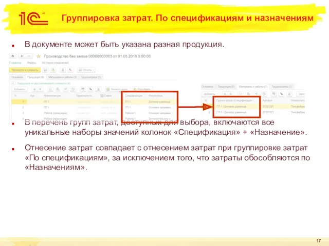 В документе может быть указана разная продукция. В перечень групп