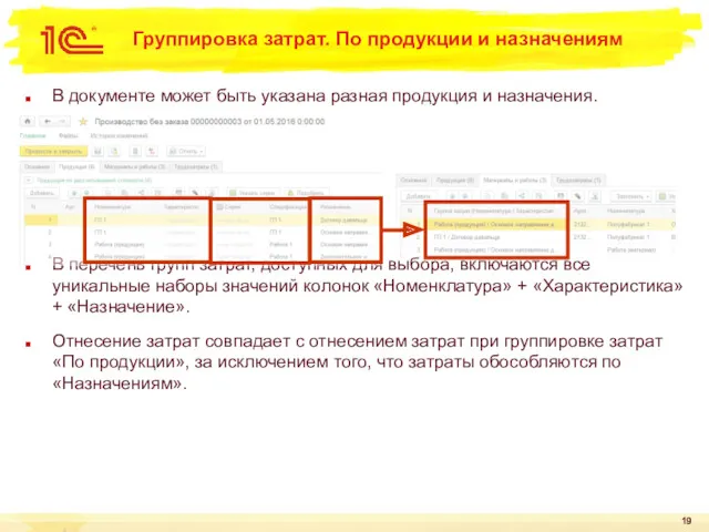 В документе может быть указана разная продукция и назначения. В