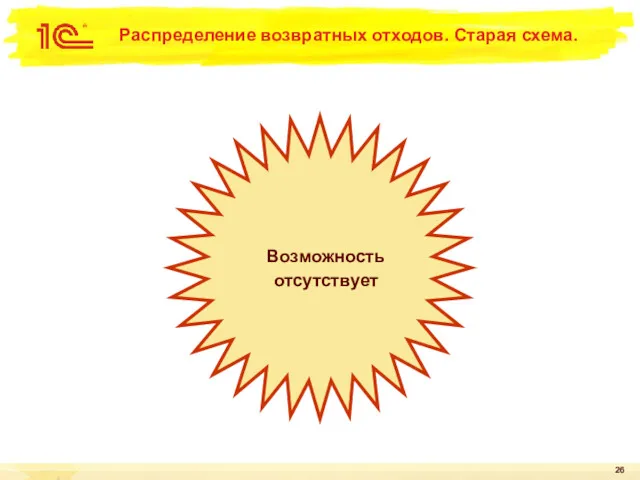 Распределение возвратных отходов. Старая схема. Возможность отсутствует