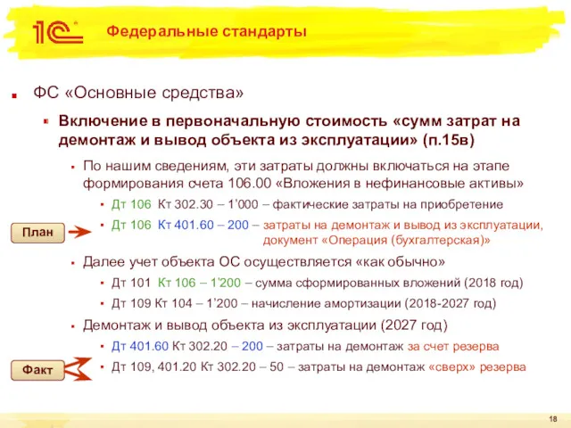 Федеральные стандарты ФС «Основные средства» Включение в первоначальную стоимость «сумм