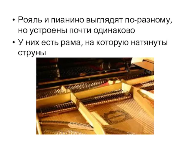 Рояль и пианино выглядят по-разному, но устроены почти одинаково У