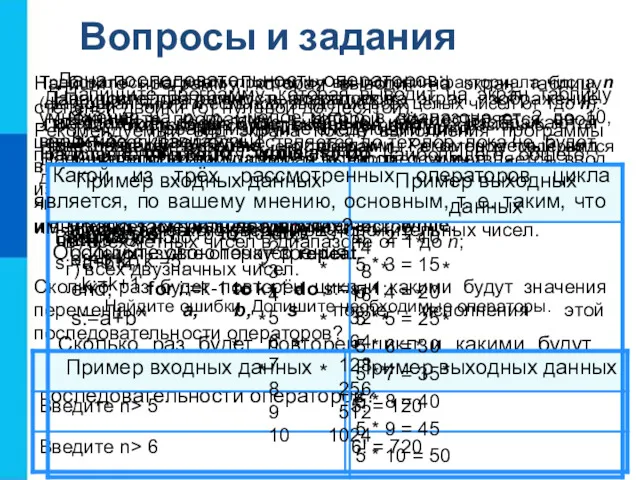 Вопросы и задания Дана последовательность операторов: a:=1; b:=2; while a+b