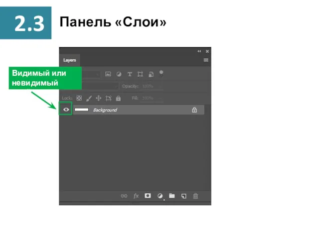 Панель «Слои» Видимый или невидимый слой