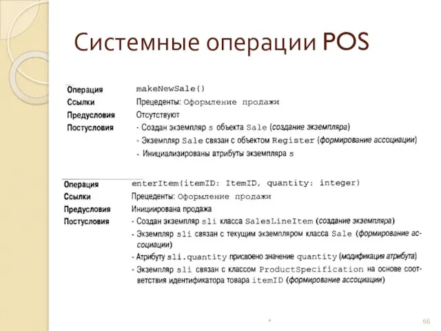 Системные операции POS *