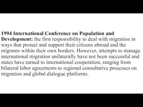 1994 International Conference on Population and Development: the first responsibility