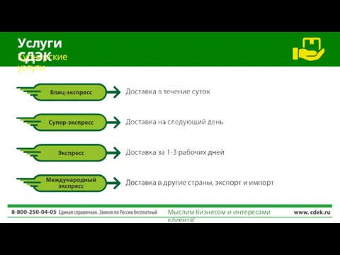 Курьерские услуги Услуги СДЭК Мыслим бизнесом и интересами клиента!