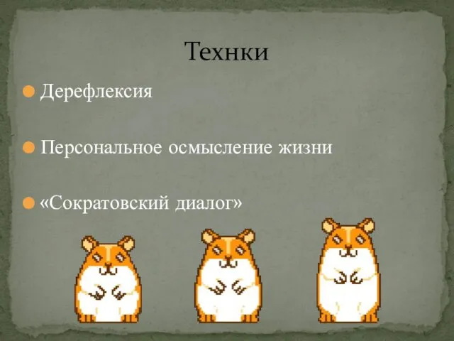 Дерефлексия Персональное осмысление жизни «Сократовский диалог» Технки