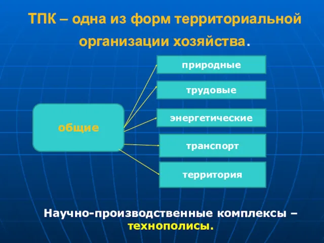 ТПК – одна из форм территориальной организации хозяйства. общие природные