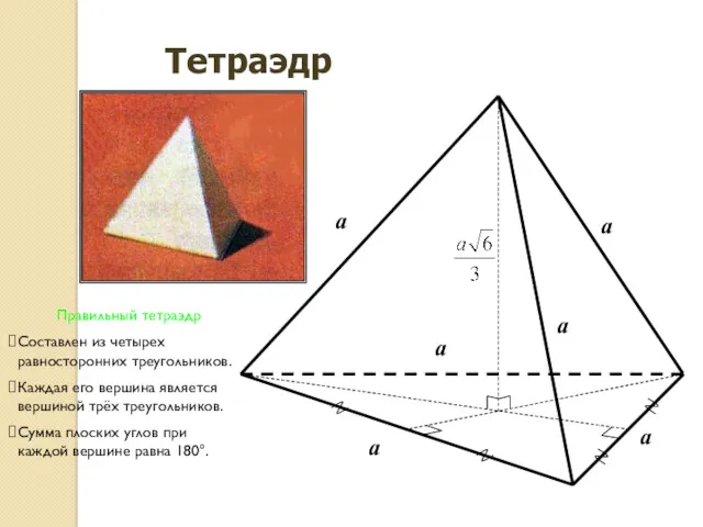 a a a a a a Тетраэдр Правильный тетраэдр Составлен