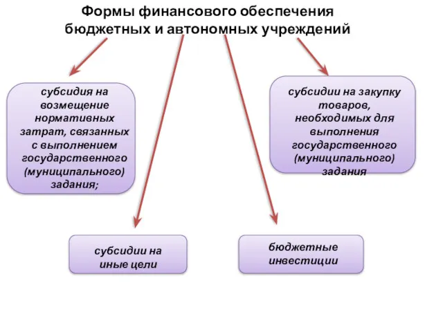 Формы финансового обеспечения бюджетных и автономных учреждений субсидия на возмещение