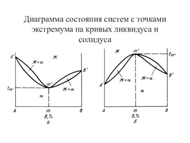 Диаграмма состояния систем с точками экстремума на кривых ликвидуса и солидуса