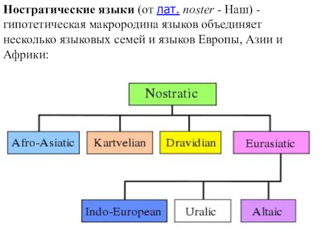 Ностратические языки (от лат. noster - Наш) - гипотетическая макрородина