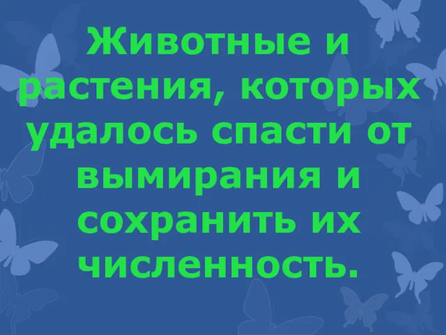 Животные и растения, которых удалось спасти от вымирания и сохранить их численность.