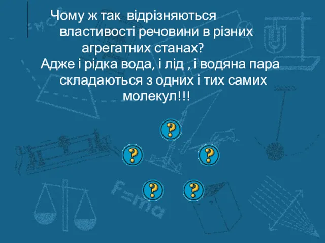 Чому ж так відрізняються властивості речовини в різних агрегатних станах?