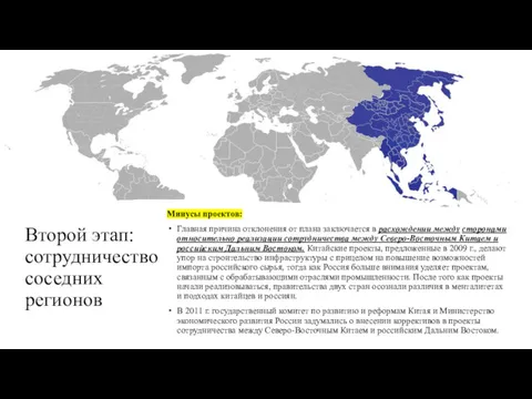 Второй этап: сотрудничество соседних регионов Минусы проектов: Главная причина отклонения