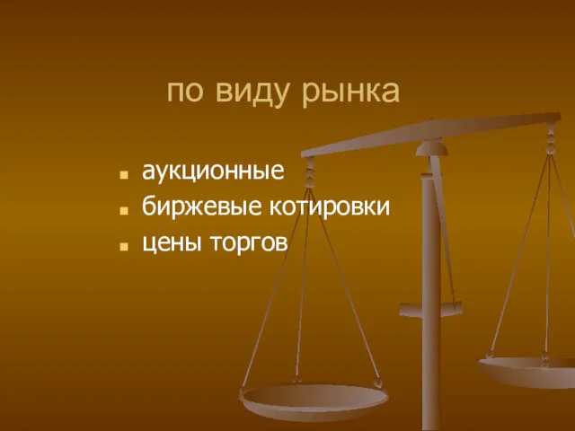 по виду рынка аукционные биржевые котировки цены торгов