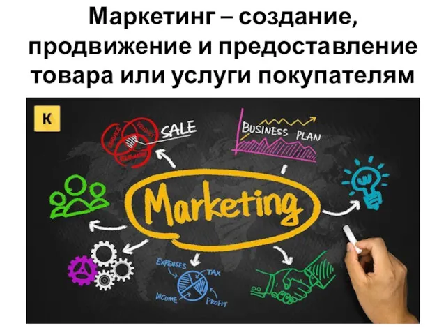 Маркетинг – создание, продвижение и предоставление товара или услуги покупателям