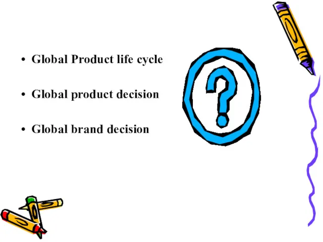 Global Product life cycle Global product decision Global brand decision