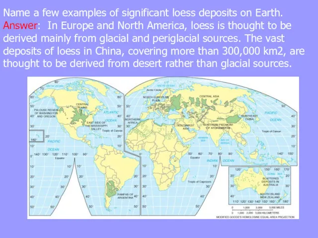 Name a few examples of significant loess deposits on Earth.