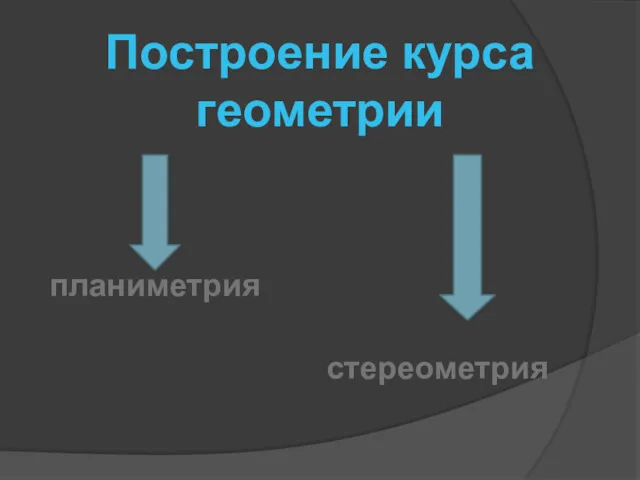 планиметрия стереометрия Построение курса геометрии