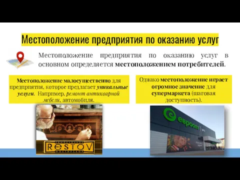 Местоположение предприятия по оказанию услуг Местоположение предприятия по оказанию услуг