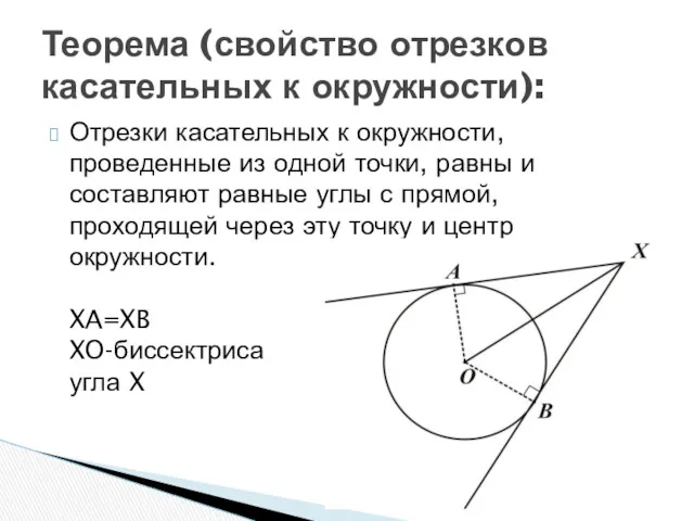 Отрезки касательных к окружности, проведенные из одной точки, равны и