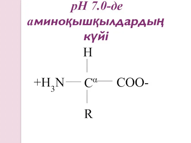 pH 7.0-де аминоқышқылдардың күйі Cα H R COO- +H3N