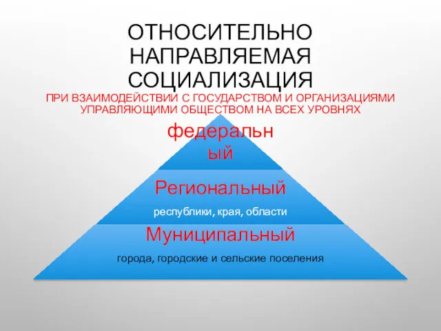 ОТНОСИТЕЛЬНО НАПРАВЛЯЕМАЯ СОЦИАЛИЗАЦИЯ ПРИ ВЗАИМОДЕЙСТВИИ С ГОСУДАРСТВОМ И ОРГАНИЗАЦИЯМИ УПРАВЛЯЮЩИМИ ОБЩЕСТВОМ НА ВСЕХ УРОВНЯХ