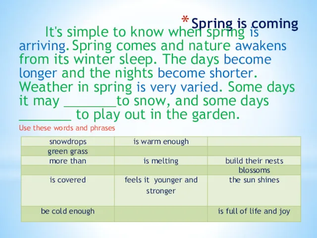 Spring is coming It's simple to know when spring is