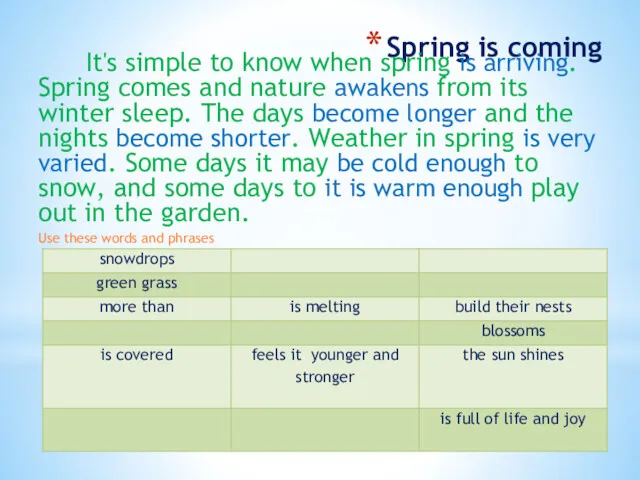 Spring is coming It's simple to know when spring is