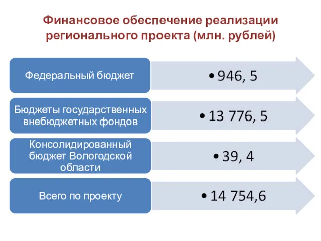 Финансовое обеспечение реализации регионального проекта (млн. рублей)