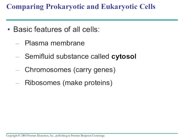 Comparing Prokaryotic and Eukaryotic Cells Basic features of all cells: