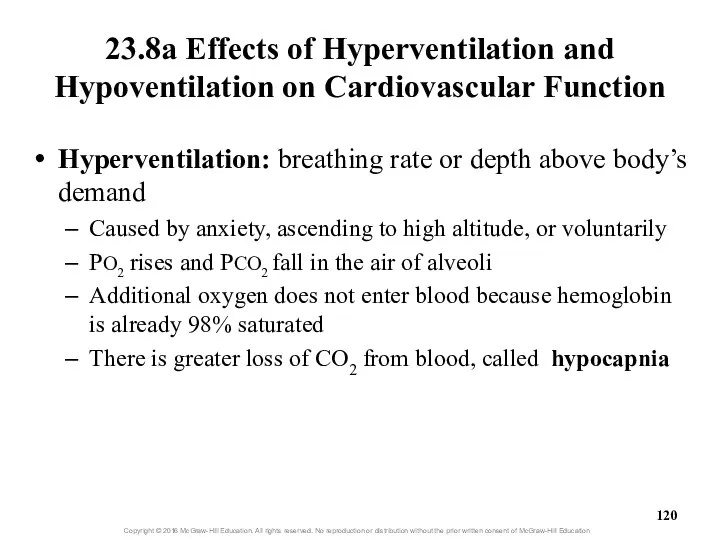 23.8a Effects of Hyperventilation and Hypoventilation on Cardiovascular Function Hyperventilation: